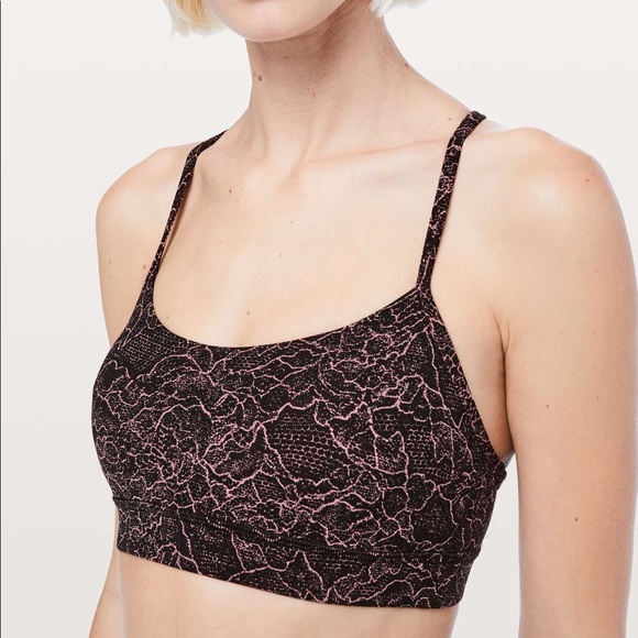 Lululemon Flow Y Nulu bra in lacescape Spanish rose black - Picture 1 of 7